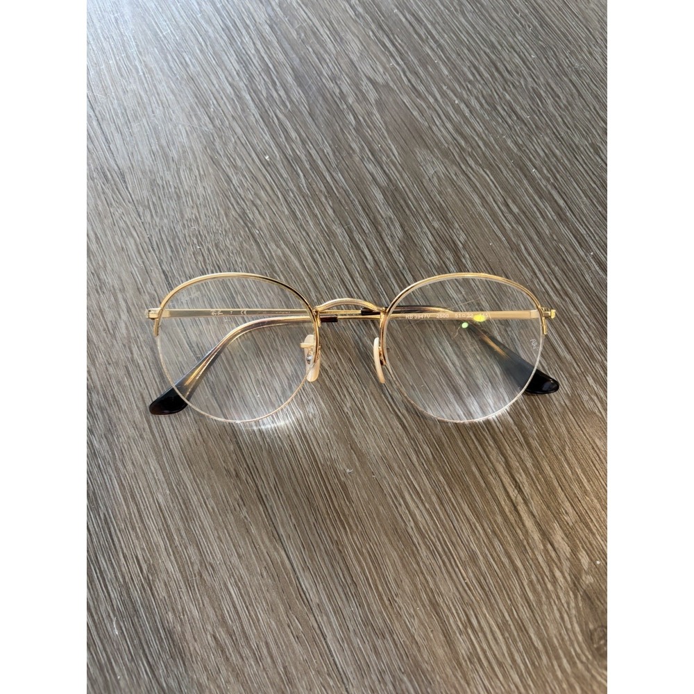 Ray-Ban RB 3947V 2500 51-22-145 GOLD ROUND HALF RIM Eyeglasses Z343
